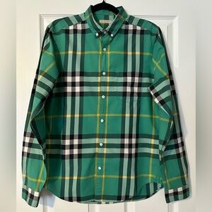 Burberry Green and Yellow Plaid Men's Shirt